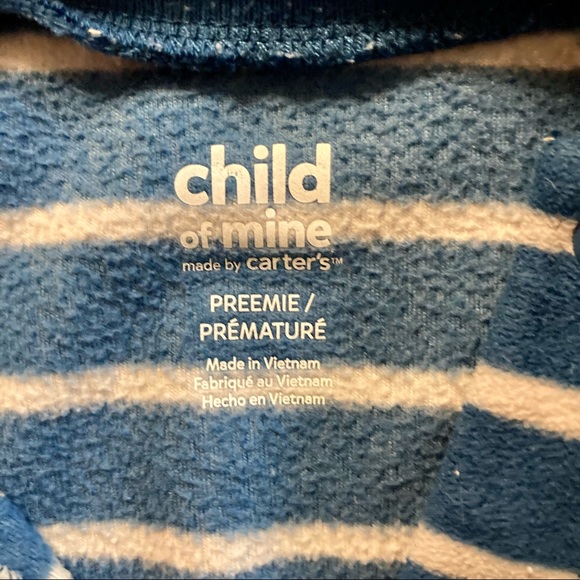 Carter’s Boys Footed Zip + Button Up Footed Pajamas Preemie 3 piece - Picture 8 of 16